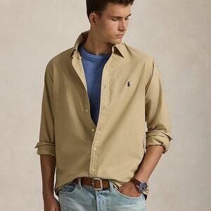 POLO Ralph Lauren Classic Fit Garment-Dyed Oxford Shirt- Surrey Tan-XL